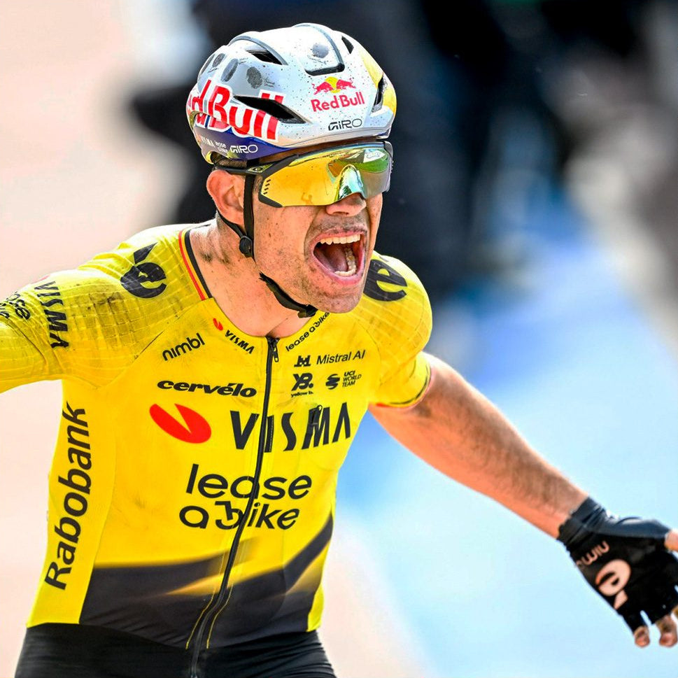 Wout van Aert celebrating
